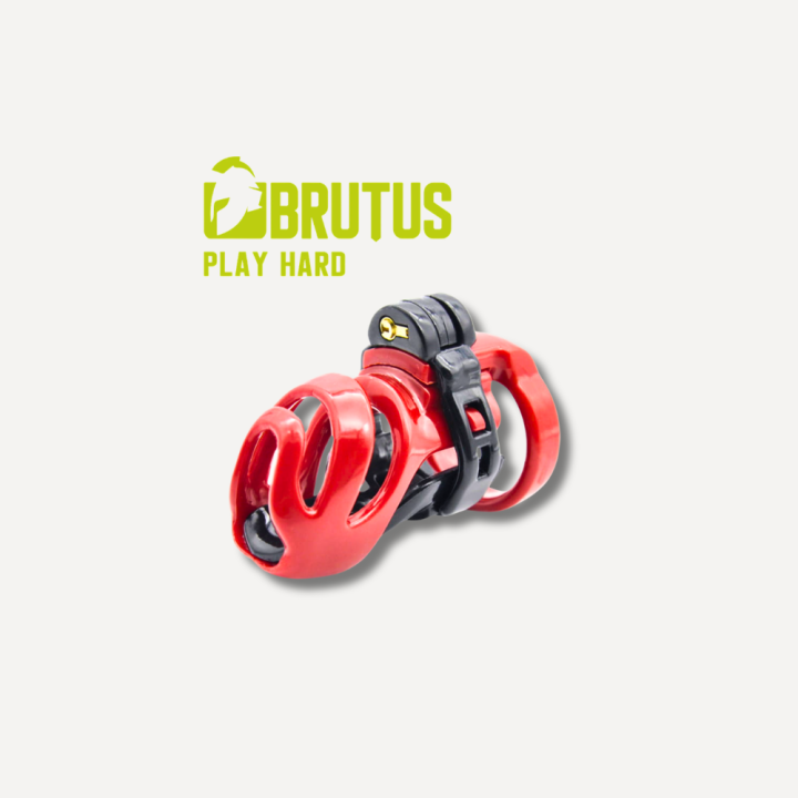 Klatka na Penisa BRUTUS Cyborg Chastity Cage - Black | Red