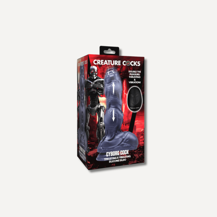 Cyborg Cock - Thrusting and Vibrating Silicone Dildo - Silver