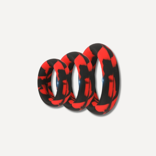 Zestaw pierścieni erekcyjnych Pack 3 Silimix Cockrings Red-Black