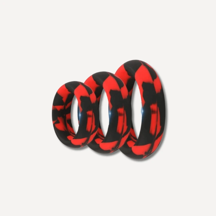 Zestaw pierścieni erekcyjnych Pack 3 Silimix Cockrings Red-Black