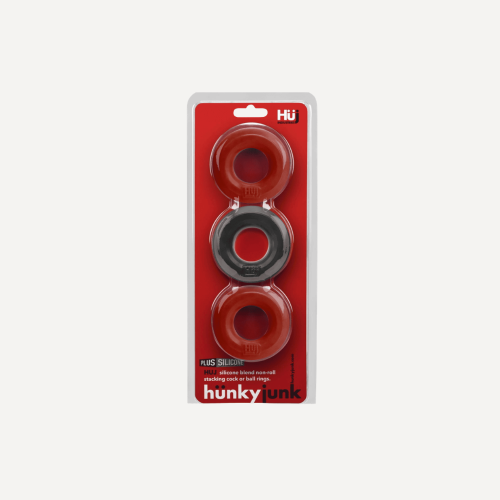 Hünkyjunk Cockring 3-Pack - Cherry + Tar Ice