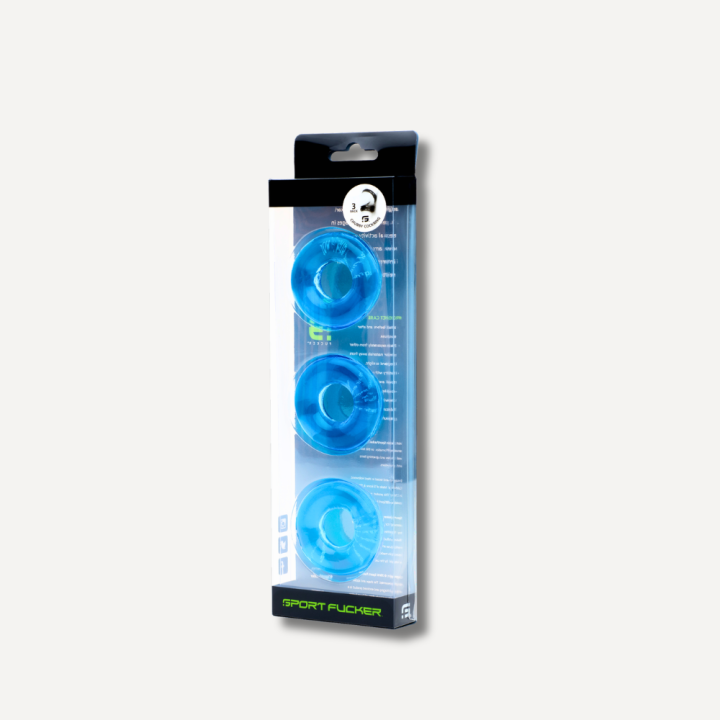 Sport Fucker Chubby Rubber Cockring 3-Pack - Ice Blue