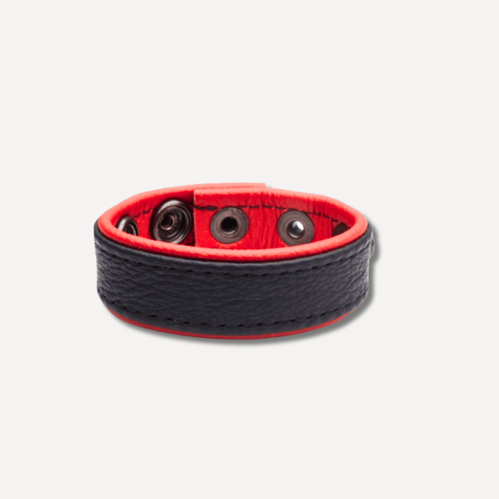 Saxos Leather Cockring Red Skórzany cockring premium z naturalnej miękkiej skóry czerwony