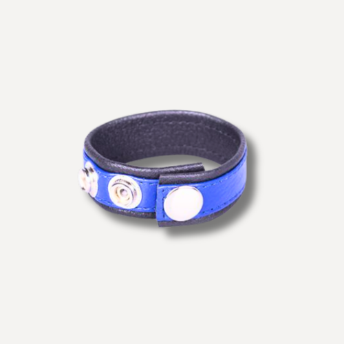 Leather penis ring Blue and black