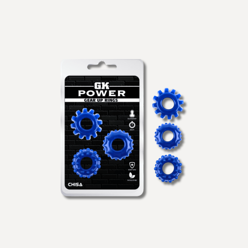 Set of 3 Soft Cockrings Gear Up Blue