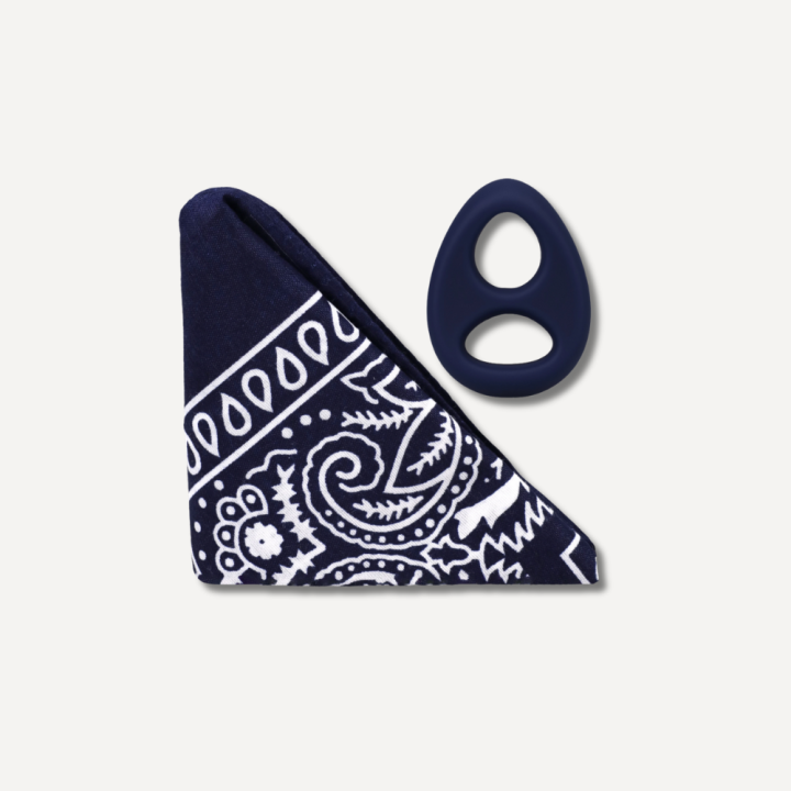 The Code - Silicone Cockring with Bandana - Navy Blue