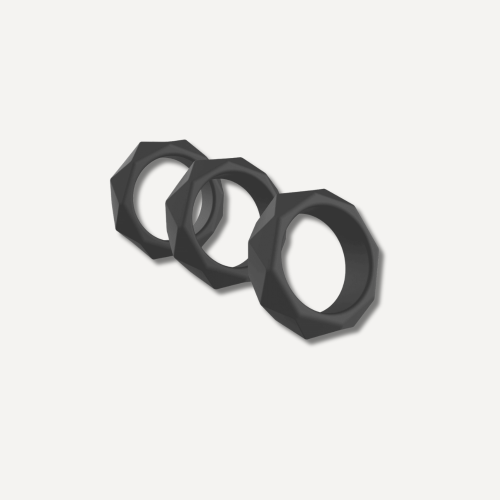 Hidden Desire Set of 3 Black Heavy C-Ring Silicone Cockrings