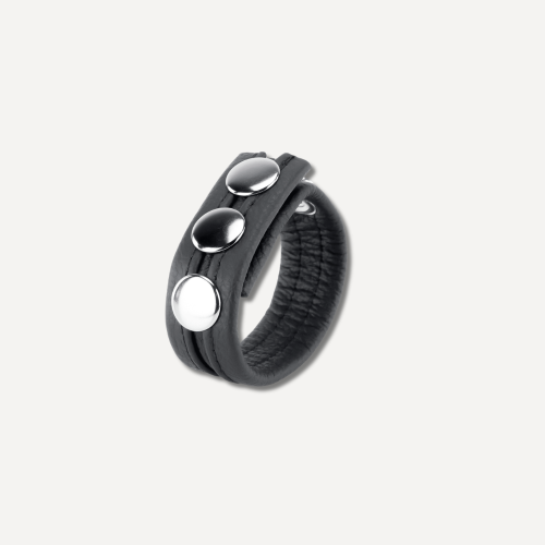 Leather Cockring 3 Pressions Black