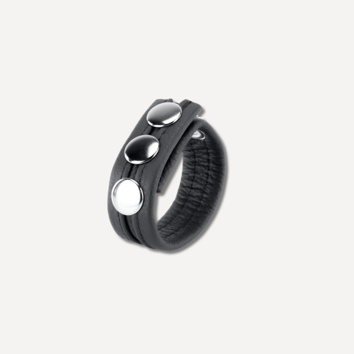 Leather Cockring 3 Pressions Black