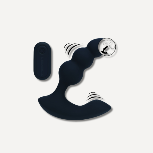 Dual Motor Remote Control Beaded Vibrating Liquid Silicone Prostate Stimulator - Black