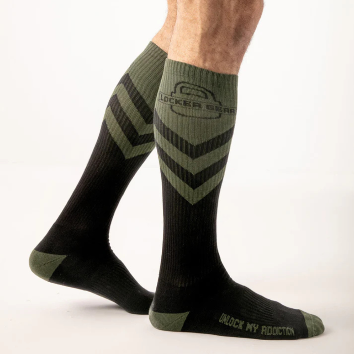 Locker Gear Padlock Knee High Sock Khaki