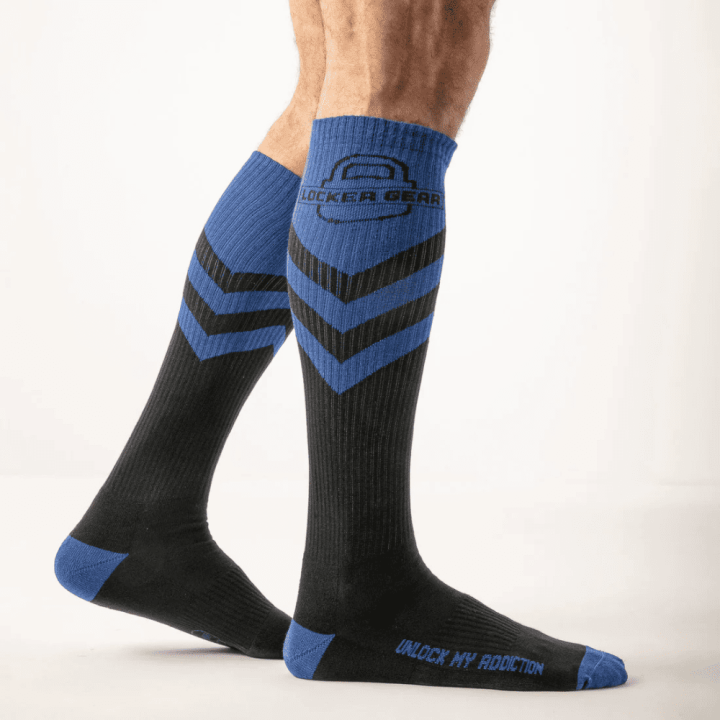 Locker Gear Padlock Knee High Sock Blue