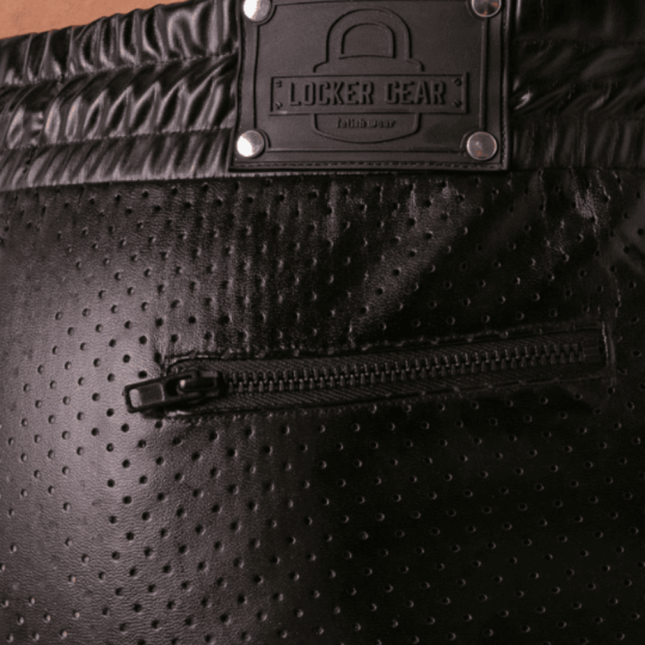 Locker Gear Punch Hole Leatherette Running Short Black
