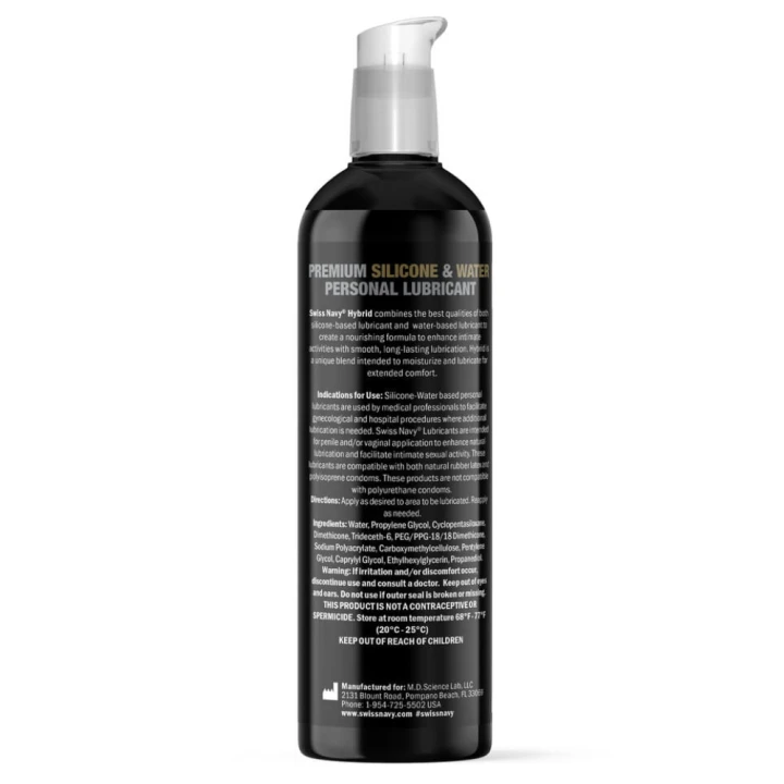 Swiss Navy Hybrid - Premium Silicone and Water Hybrid Lubricant - 8 fl oz / 237 ml