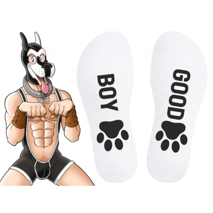 Kinky Puppy Skarpety Good Boy- biało-czarne