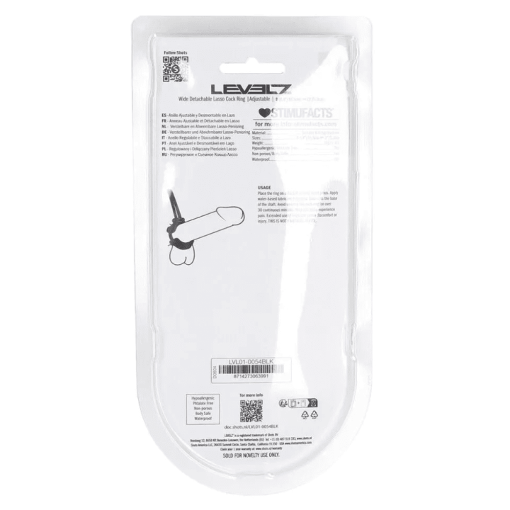 Detachable Wide Adjustable Silicone Lasso Cockring - 5mm - Black