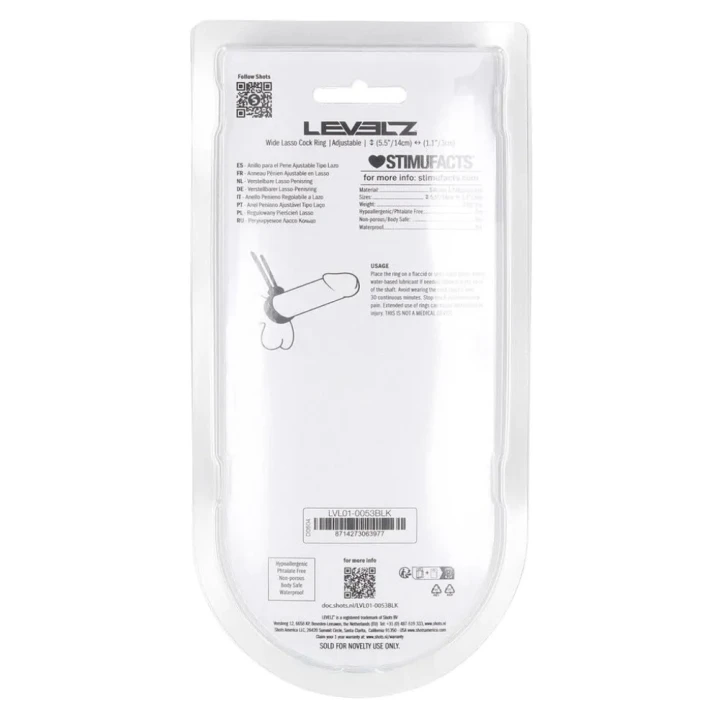 Wide Adjustable Silicone Lasso Cockring - 5mm - Black