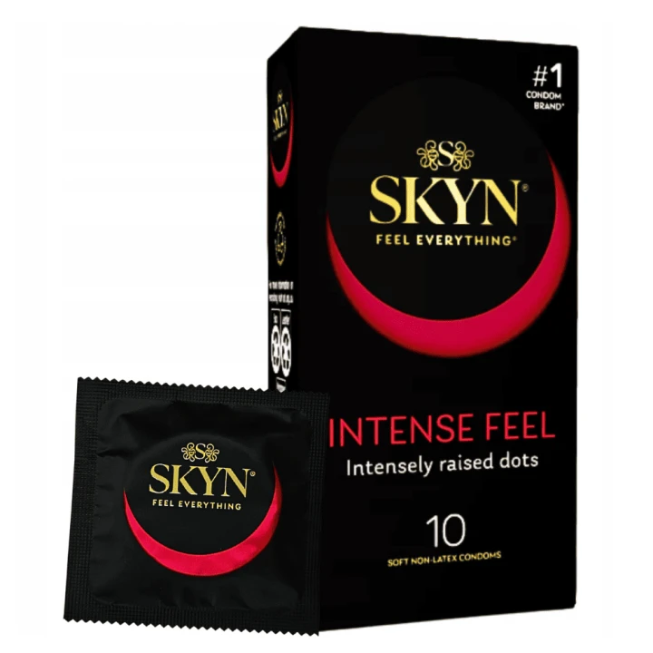 Prezerwatywy bez Lateksu z Perełkami Skyn Intense Feel latex-free pearl condoms x10