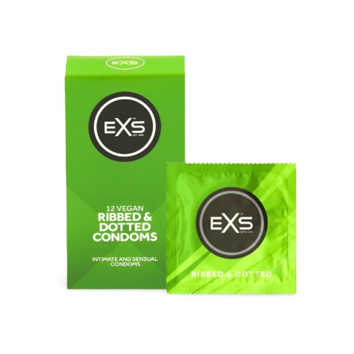 Prezerwatywy o Rozszerzonym Zakończeniu EXS Comfy Fit Ribbed &amp; Dotted 3 in 1 12 pcs