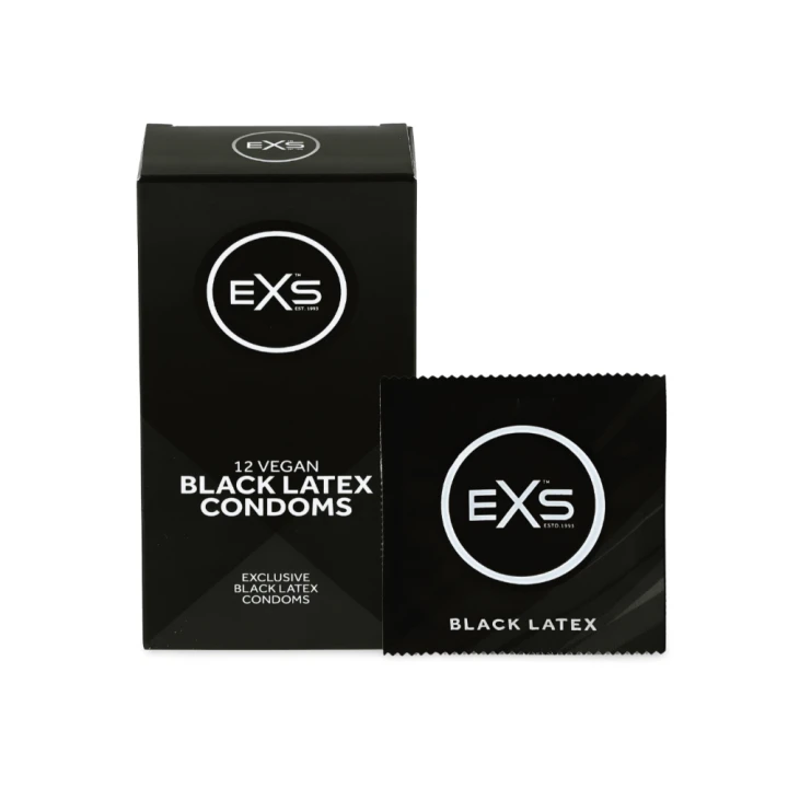 Prezerwatywy Standardowe z Czarnego Lateksu EXS Black Latex Condoms 12 x 54 mm