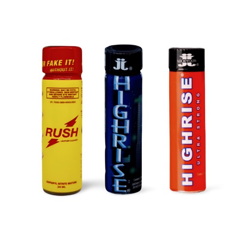 ZESTAW POPPERSÓW  Highrise blue + Highrise Ultra Strong + Rush Original Tall