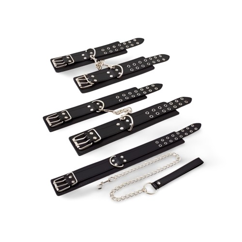 Black Double Pin Handcuffs and Collar Kit