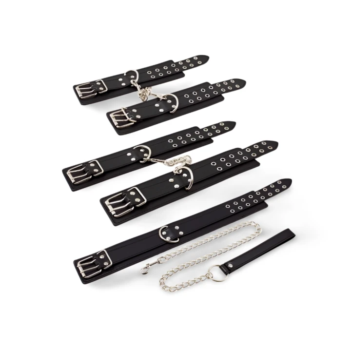 Black Double Pin Handcuffs and Collar Kit