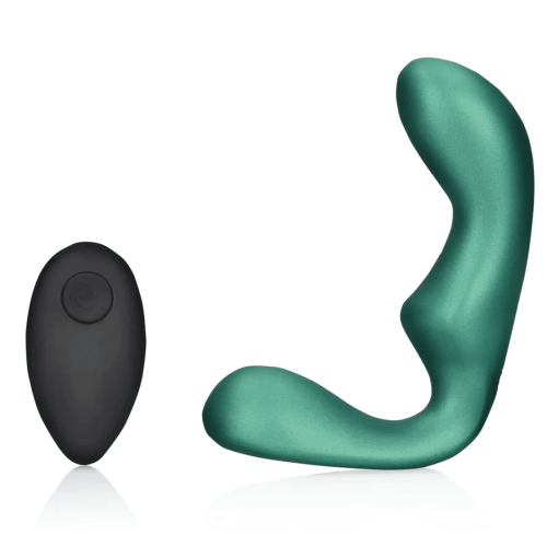 Pointed Vibrating Prostate Massager with Remote Control - Metallic Green