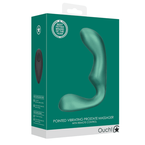 Pointed Vibrating Prostate Massager with Remote Control - Metallic Green