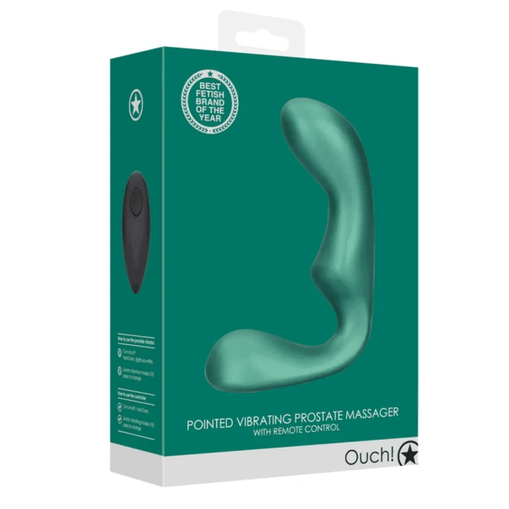 Pointed Vibrating Prostate Massager with Remote Control - Metallic Green