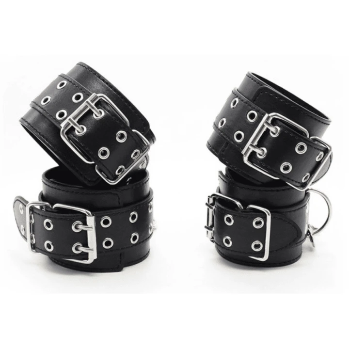 Black Double Pin Handcuffs and Collar Kit