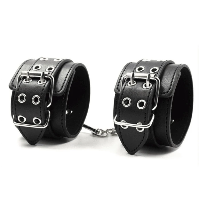 Black Double Pin Handcuffs and Collar Kit