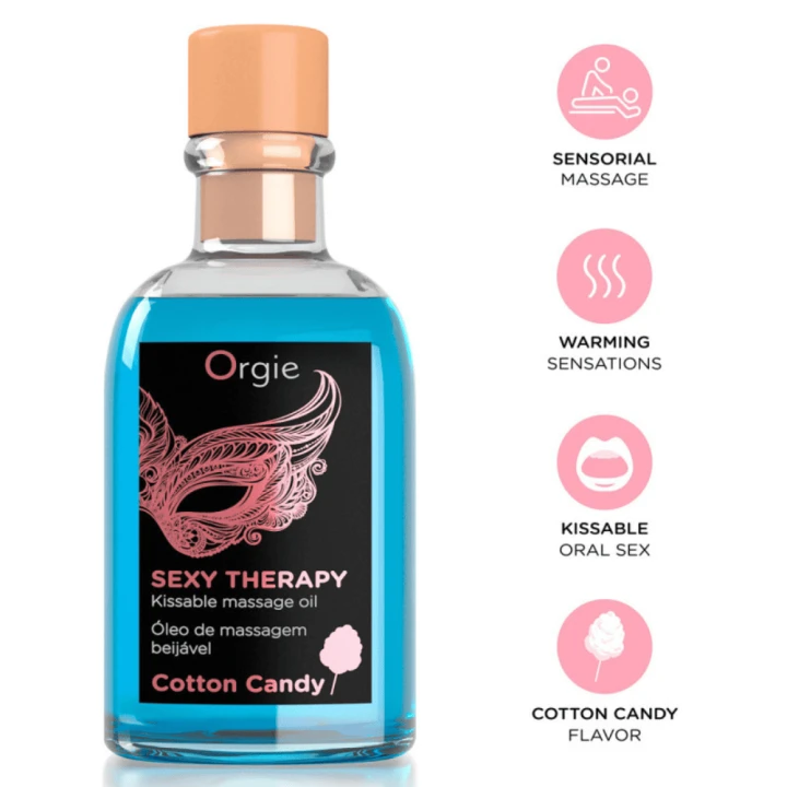 Zestaw do masażu Kissable Massage Oil SEXY THERAPY Cotton Candy 100ml