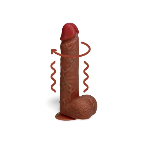 Vibrating and Rotating Straight Cock with Balls - 8 / 20,5 cm - Tan