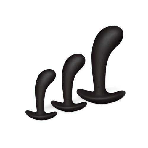 Set of 3 Mini Silicone Prostate Plugs 11 x 3.5cm Black
