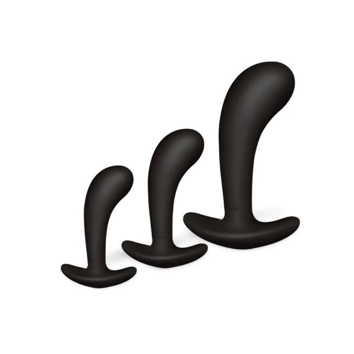 Set of 3 Mini Silicone Prostate Plugs 11 x 3.5cm Black