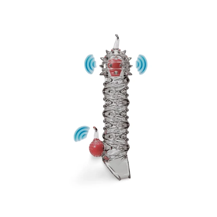 Wibrująca Nakładka na Penisa Tortyvizz vibrating penis sleeve 12 x 4 cm Transparent