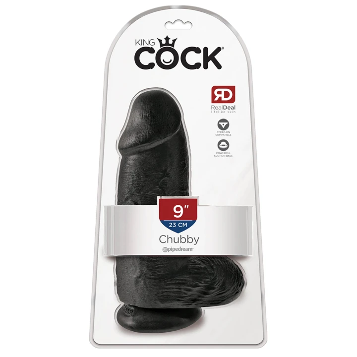 King Cock 9 Inch Chubby Cock (23 cm) - Black