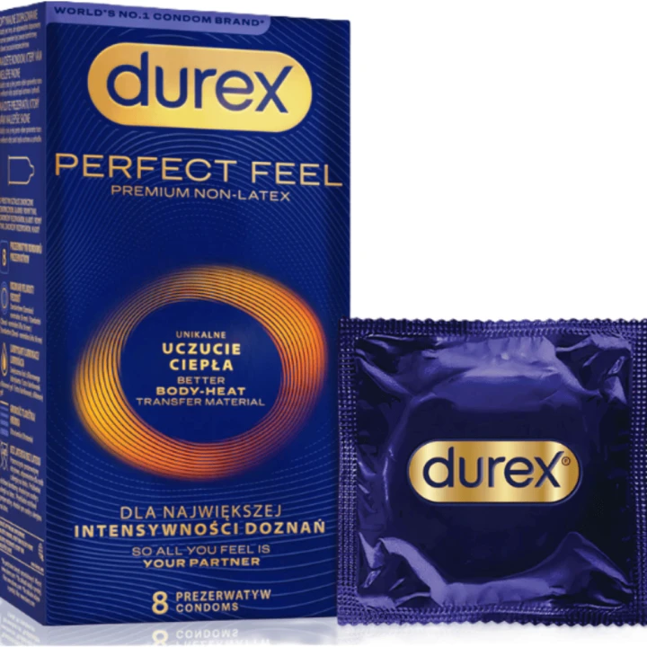Durex Perfect Feel Prezerwatywy z efektem ciepła bez lateksu 8 szt.