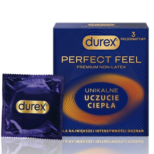 Durex Perfect Feel Prezerwatywy z efektem ciepła bez lateksu 3 szt.