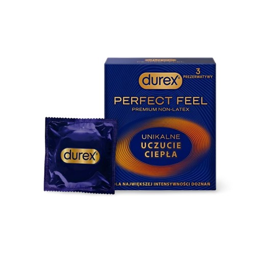 Durex Perfect Feel Prezerwatywy z efektem ciepła bez lateksu 3 szt.