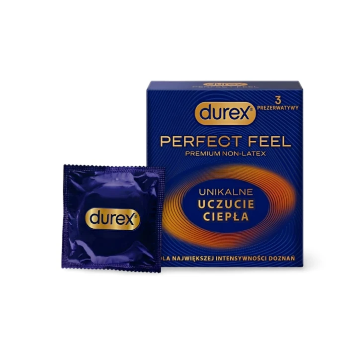 Durex Perfect Feel Prezerwatywy z efektem ciepła bez lateksu 3 szt.