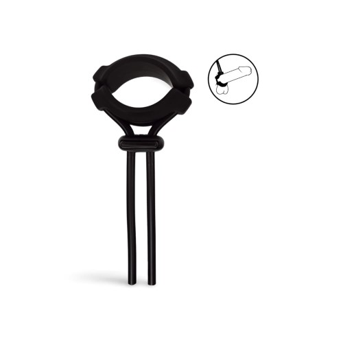Detachable Wide Adjustable Silicone Lasso Cockring - 5mm - Black