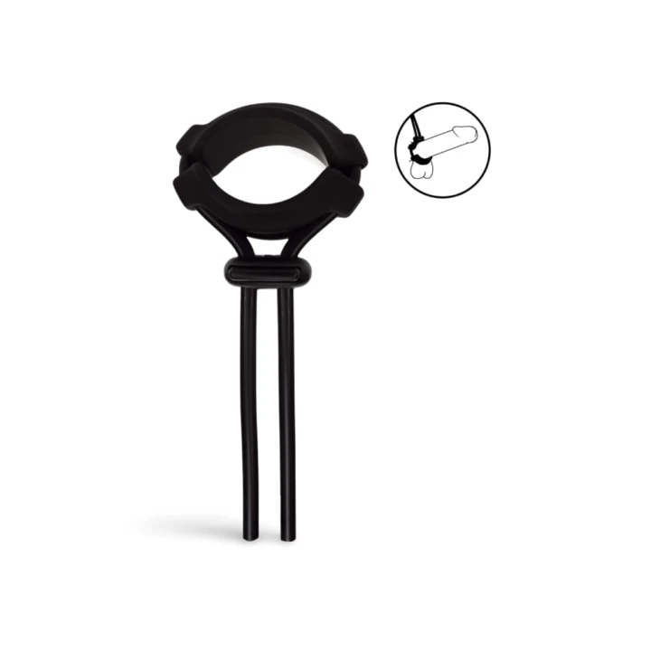 Detachable Wide Adjustable Silicone Lasso Cockring - 5mm - Black