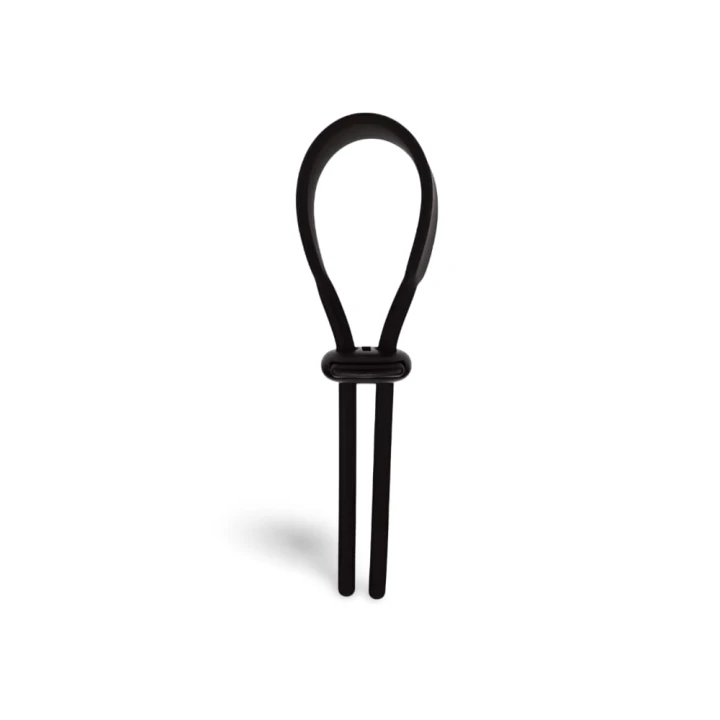 Wide Adjustable Silicone Lasso Cockring - 5mm - Black