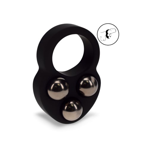 Liquid Silicone Triple Weighted Ball Cockring - Black
