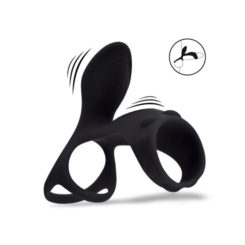 Vibrating Silicone Cock and Ball Ring with Shaft Loop - Black.png