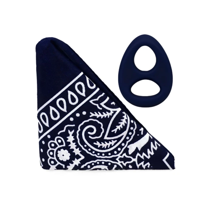The Code - Silicone Cockring with Bandana - Navy Blue.png