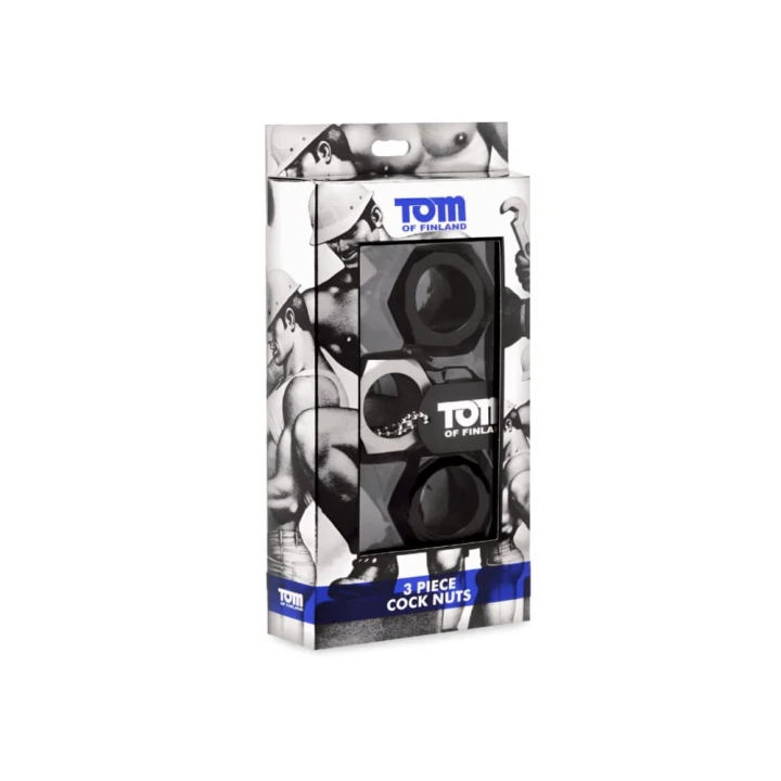 Tom of Finland Cock Nuts Penis Ring - Pack of 3, Black