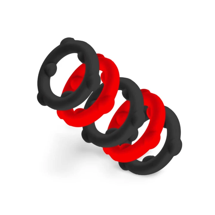 Oxballs [SIL] GEARHEADS 5-Pack SPINNER Rings Red / Black